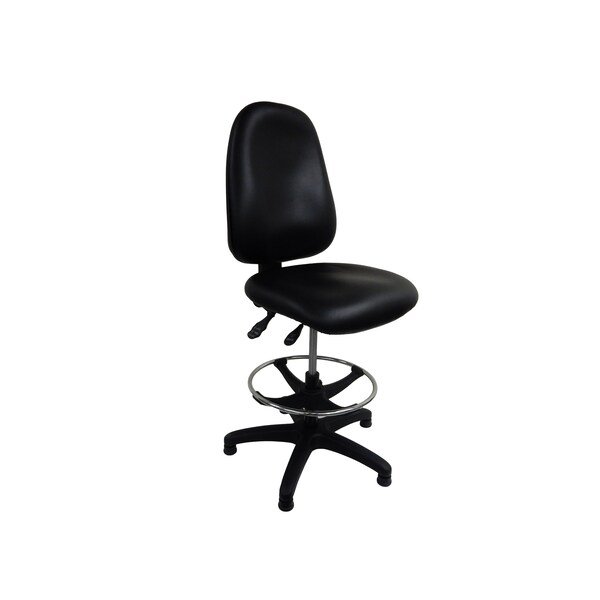 Workbench Chair Vinyl Seat Backrest Deluxe Ergonomic Adj. 300 lbs. seat Cap. footring